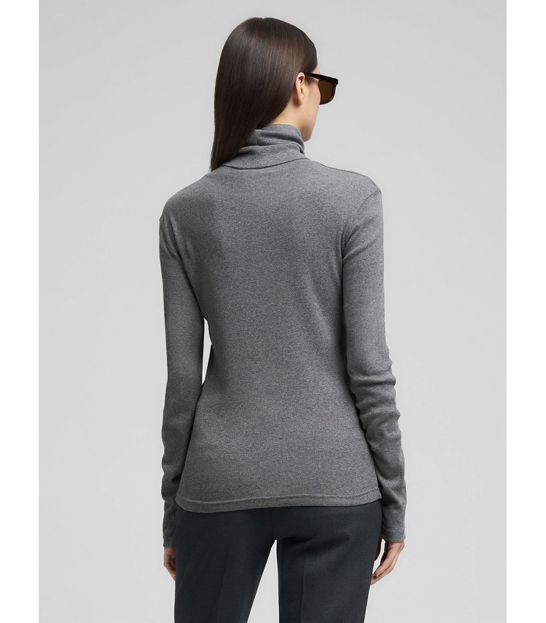 スリムフィット・ハイネックロングTシャツ 詳細画像 ダークグレーメランジ 3